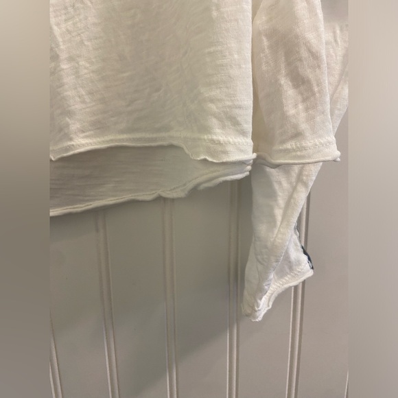 Free People Embroidered Boxy Cropped Long Sleeve Keyhole Neck Bohemian Blouse XS - Picture 5 of 10